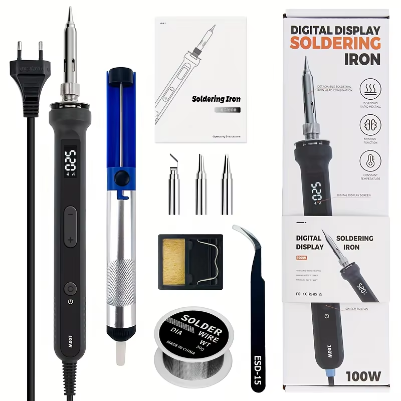 Electronics Repair Tool Kit - 100W Digital Soldering Iron Kit Adjustable‑Temperature