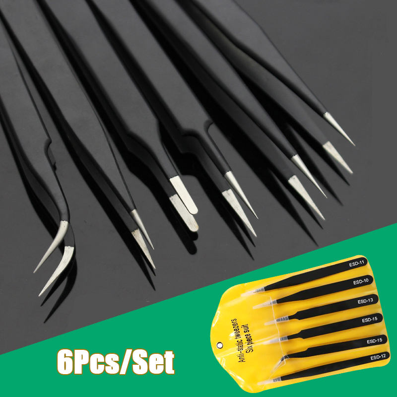 6pcs Precision Long Tweezers S - Electronics Repair Tool Kit review and price